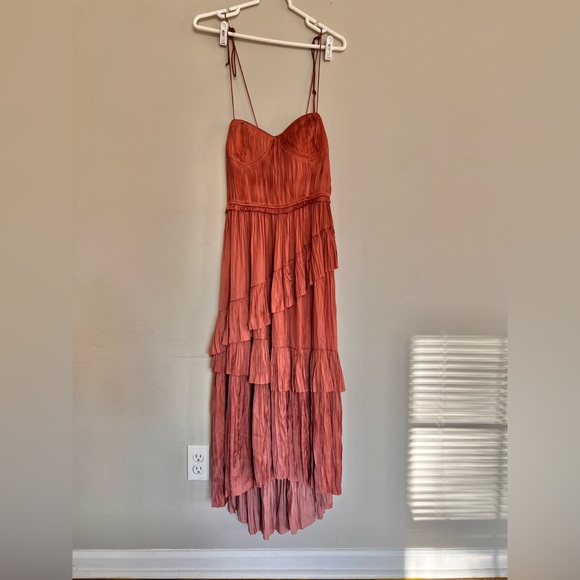 Ulla Johnson Delilah Plisse Matte Satin Midi Dress Size Large - Picture 7 of 10